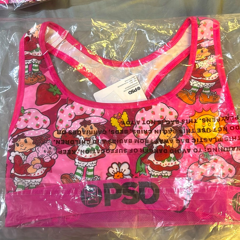 PSD Strawberry Shortcake Themed Sports Bra with matching Boy Short Underwear